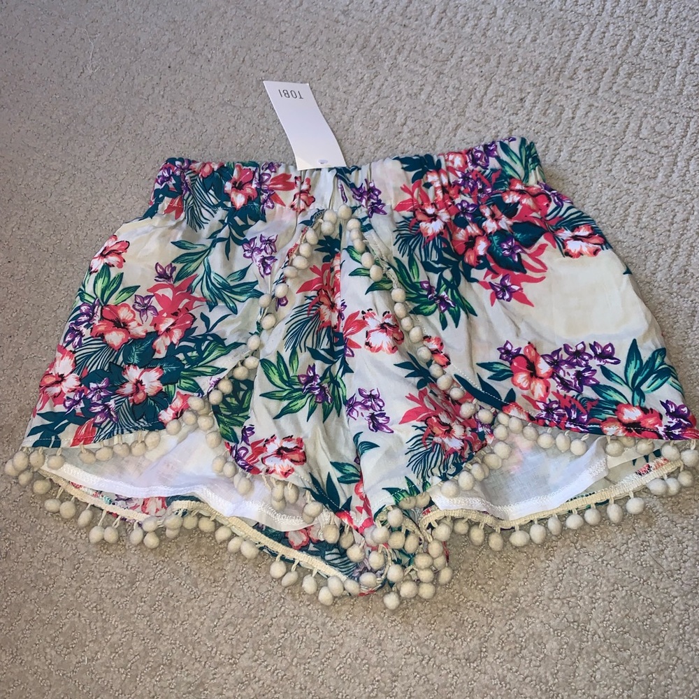 Tobi Floral Shorts with Poms